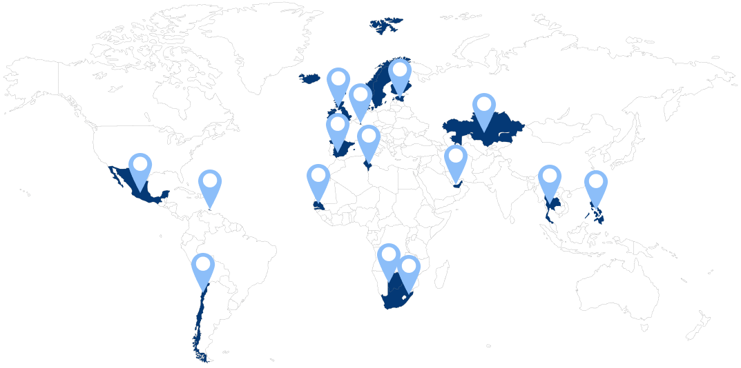 Pointing in Maps (2) World map with various highlighted countries
